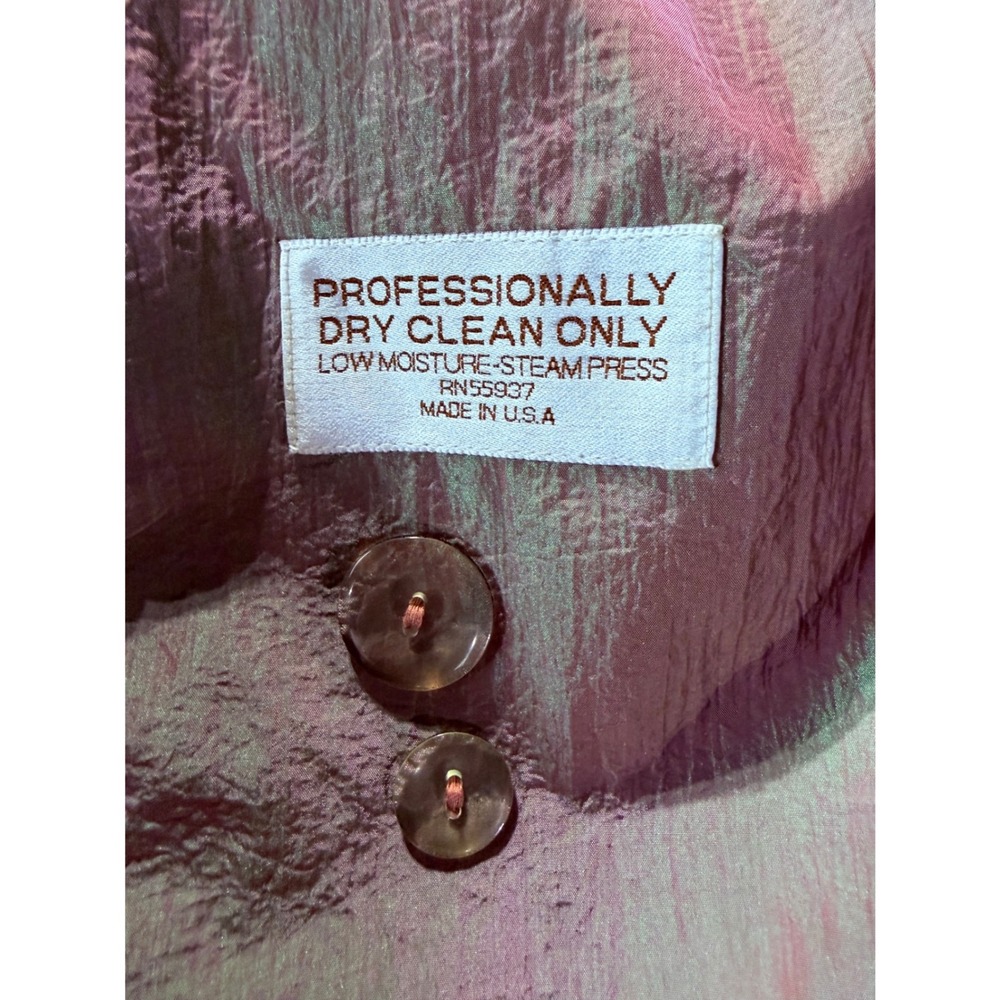 Vintage 90s Jones New York Trench Coat Sm Iridescent Pink Green Fairy Whimsical - Picture 11 of 13